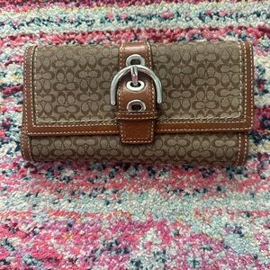 Brown Coach Wallet with Buckle